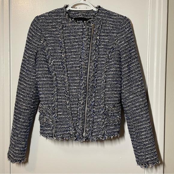 Michael Michael Kors Blue Tweed Biker Jacket size XS - Picture 5 of 9